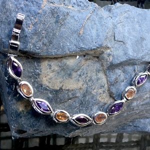 Amethyst and citrine link bracelet
